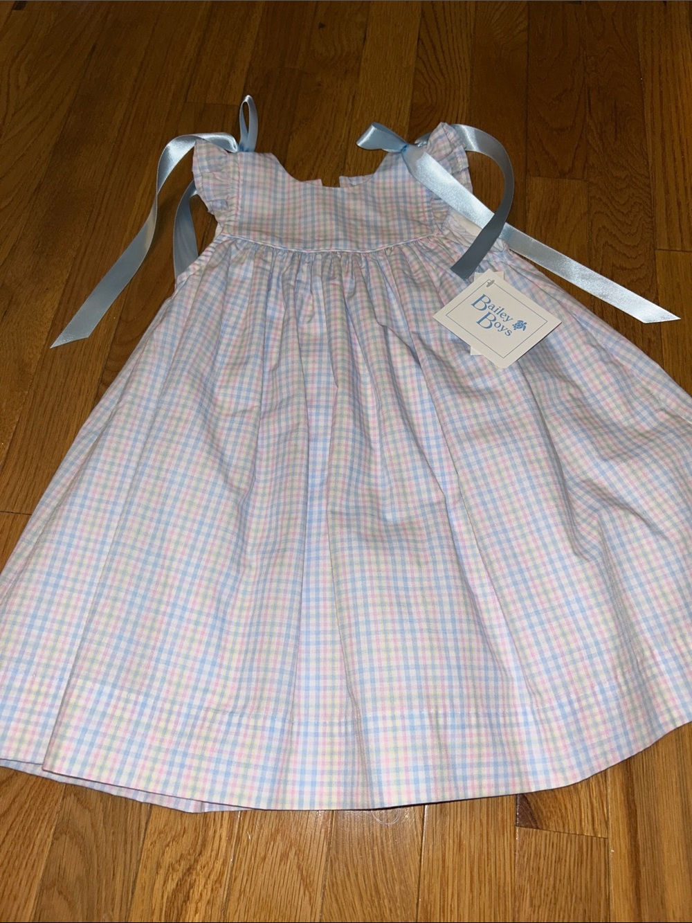 Bailey Boys Pastel Plaid Tie-Shoulder Girls' Dress